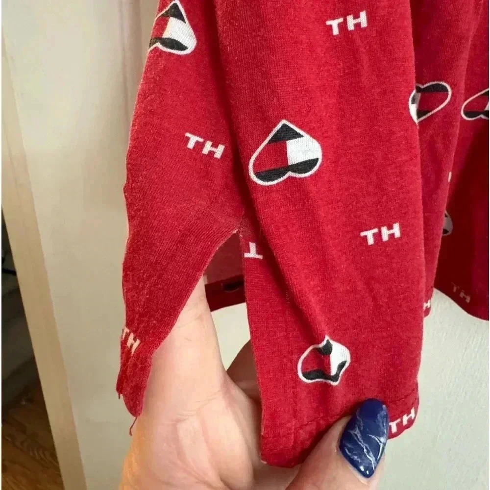 Tommy Hilfiger Hearts Valentines Button Down Sleep Shirt Small Preppy Comfy Cute - Picture 9 of 12
